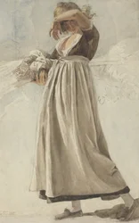 En bondejente som skygger for øynene, 1812